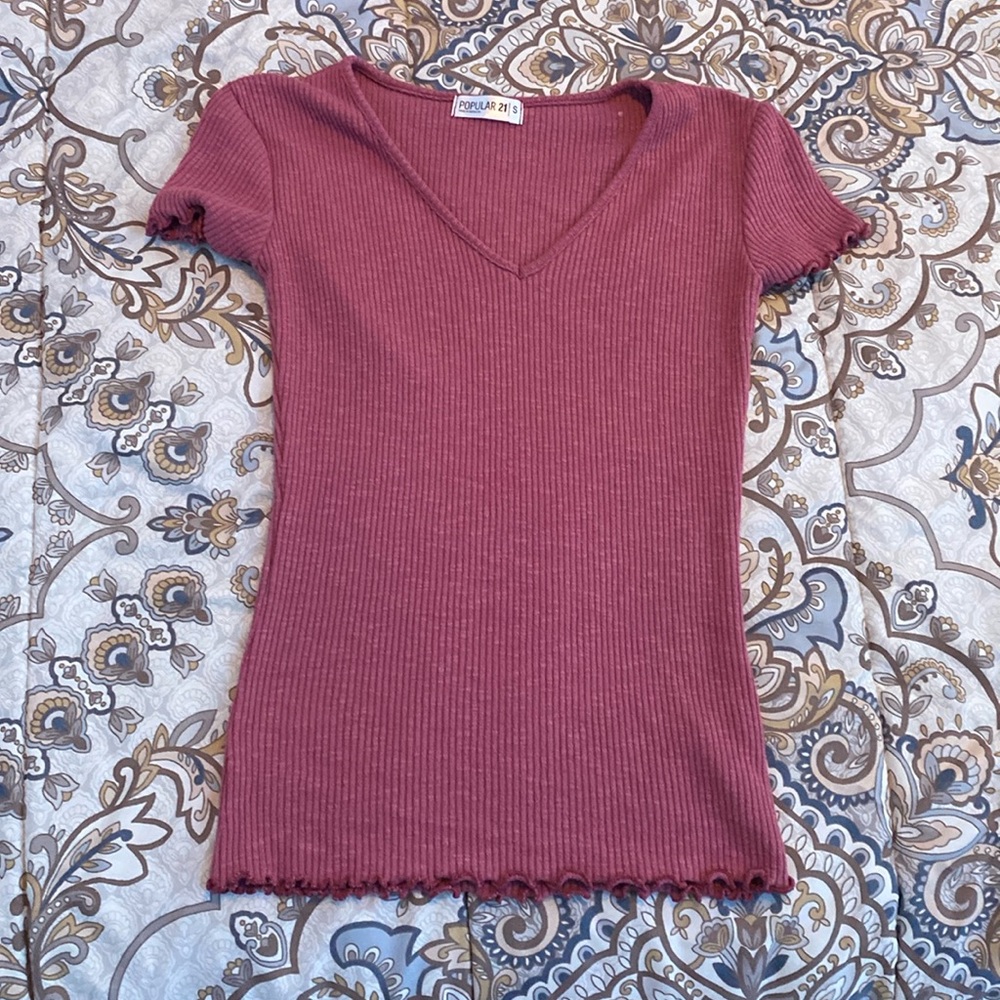 Pink top.